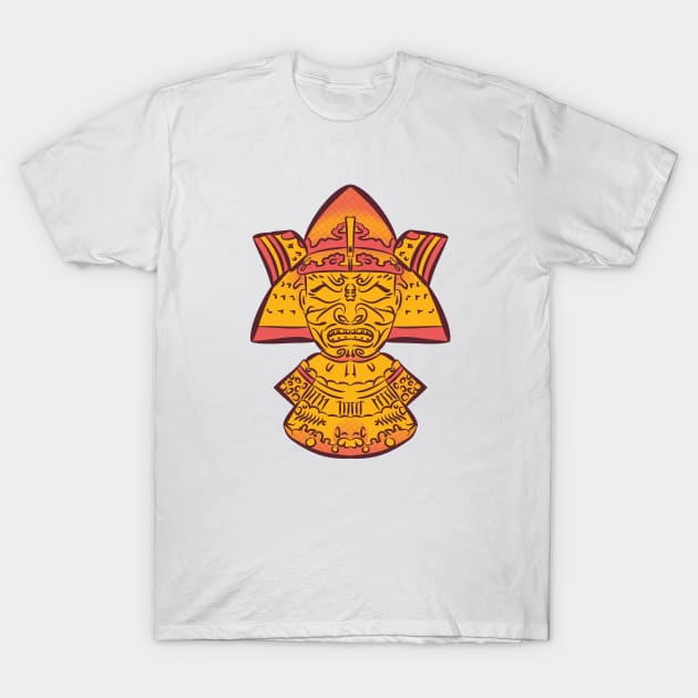 Golden Samurai Mask T-Shirt by Foksy Art